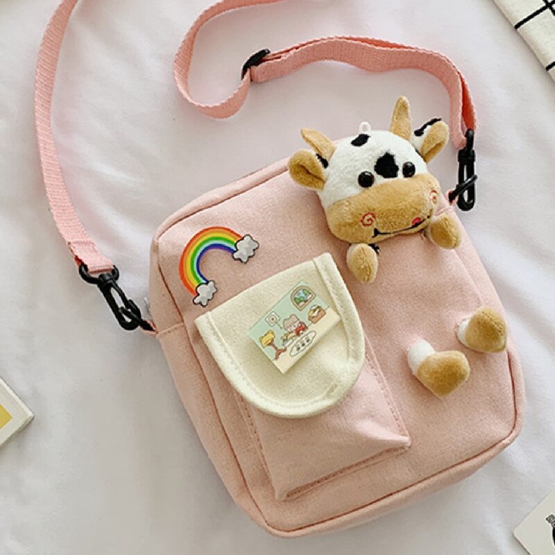 

Cartoon Decor Crossbody Bag, Pink