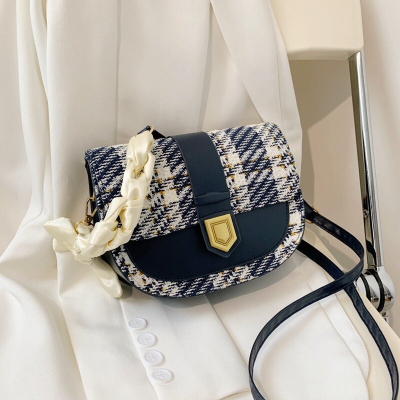 

Tartan Crossbody Bag, Navy blue