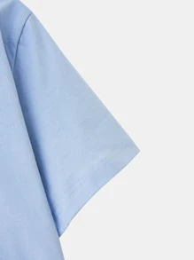 ROMWE MEN Tops Nam Hoạt hình Giải trí - Màu xanh nhạt - Xem 4