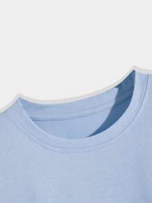 ROMWE MEN Tops Nam Hoạt hình Giải trí - Màu xanh nhạt - Xem 5