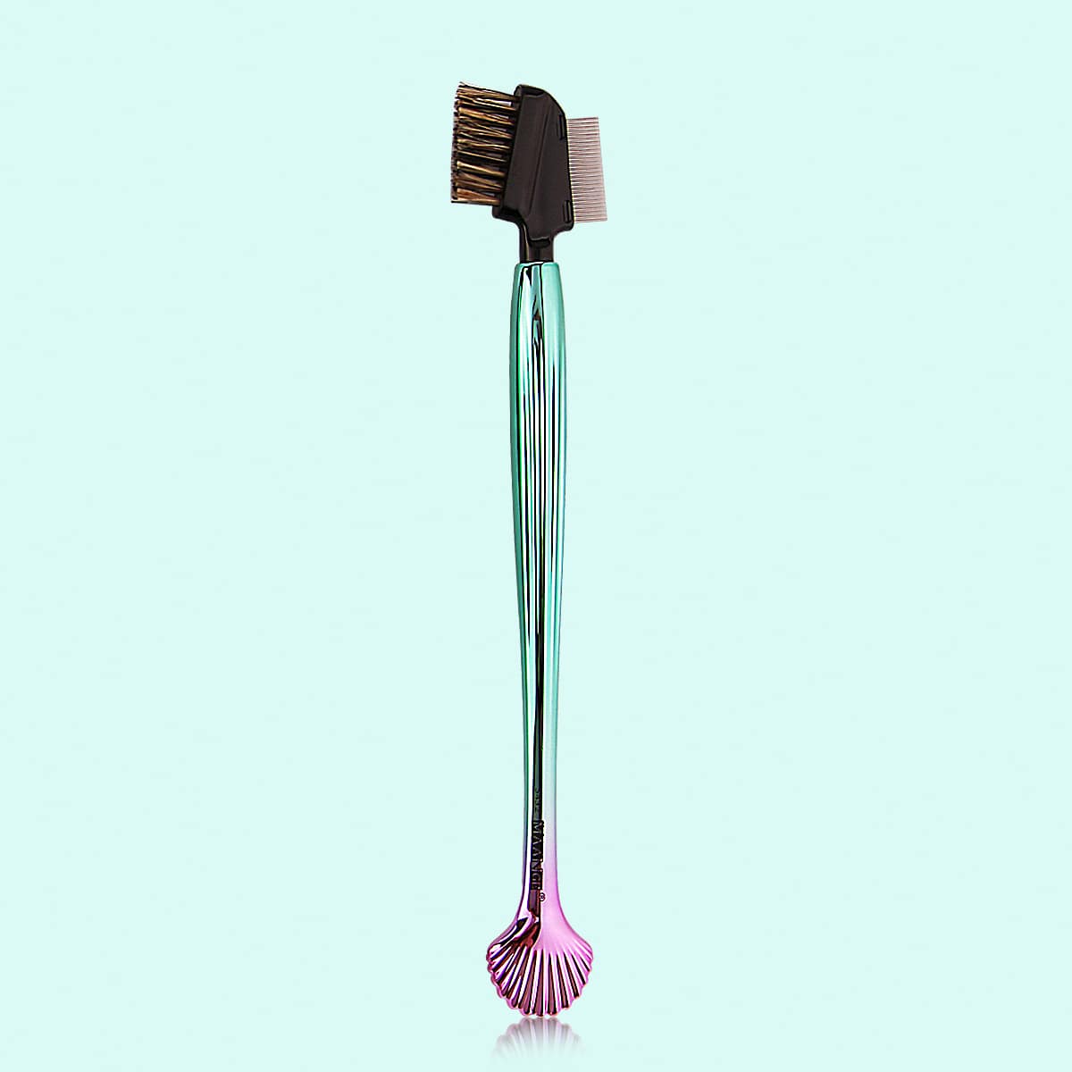

1pc Shell Design Eyebrow Brush, Green