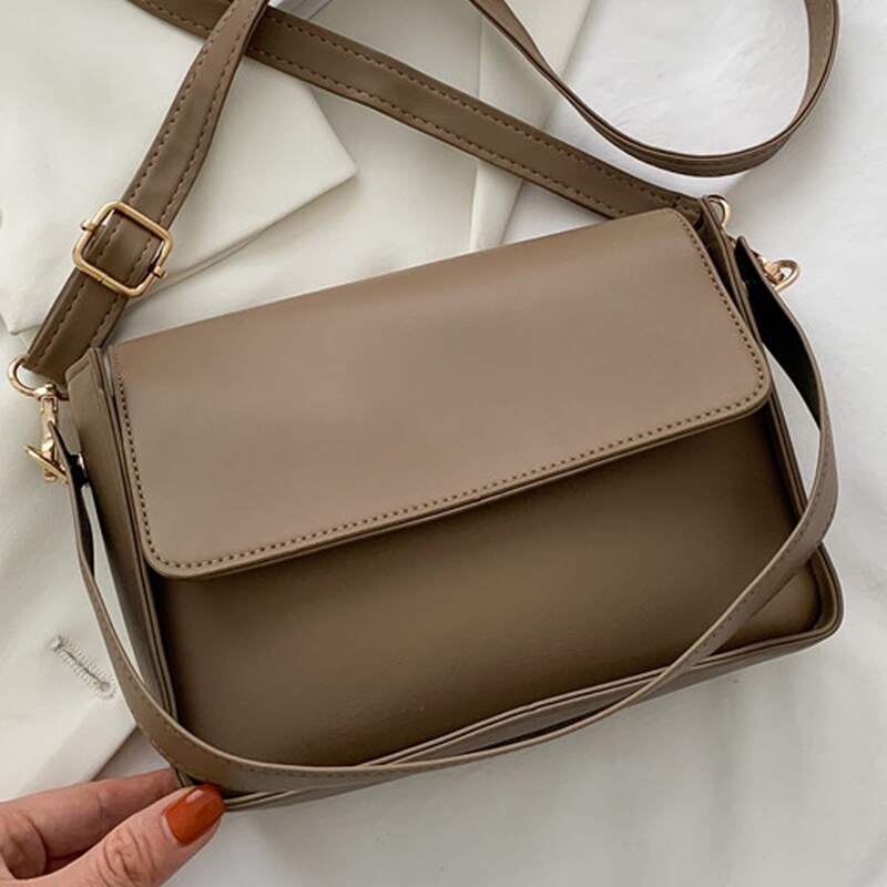

Minimalist Flap Shoulder Bag, Khaki