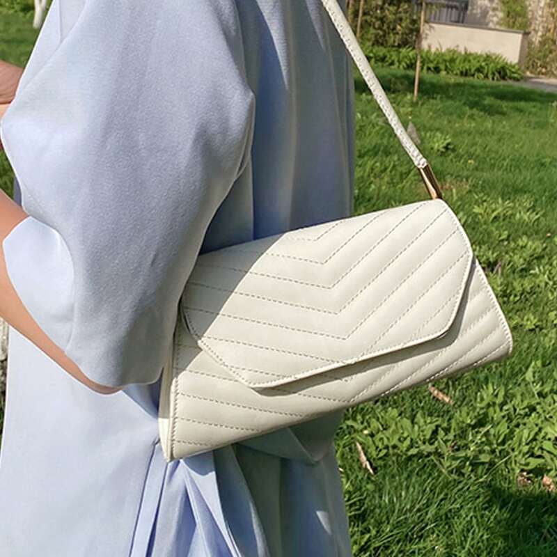 

Chevron Quilted Shoulder Bag, White