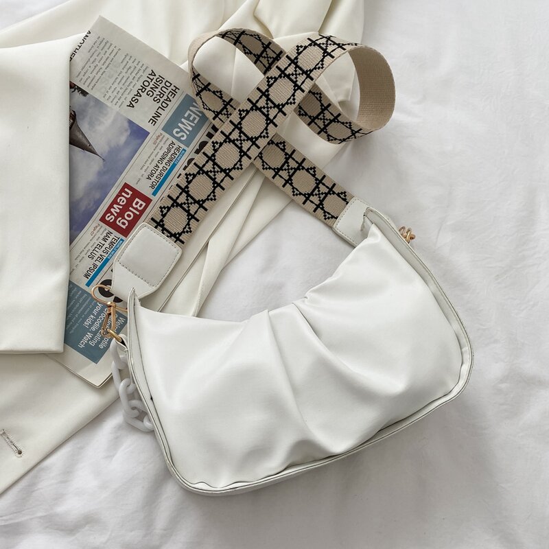 

Ruched Crossbody Bag, White