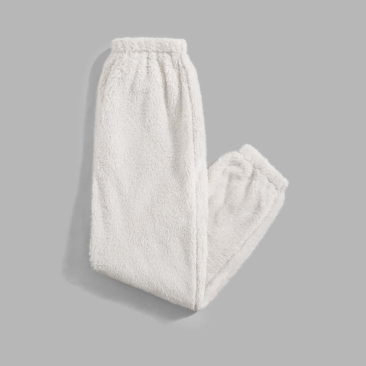 

Solid Fleece Pants, Beige