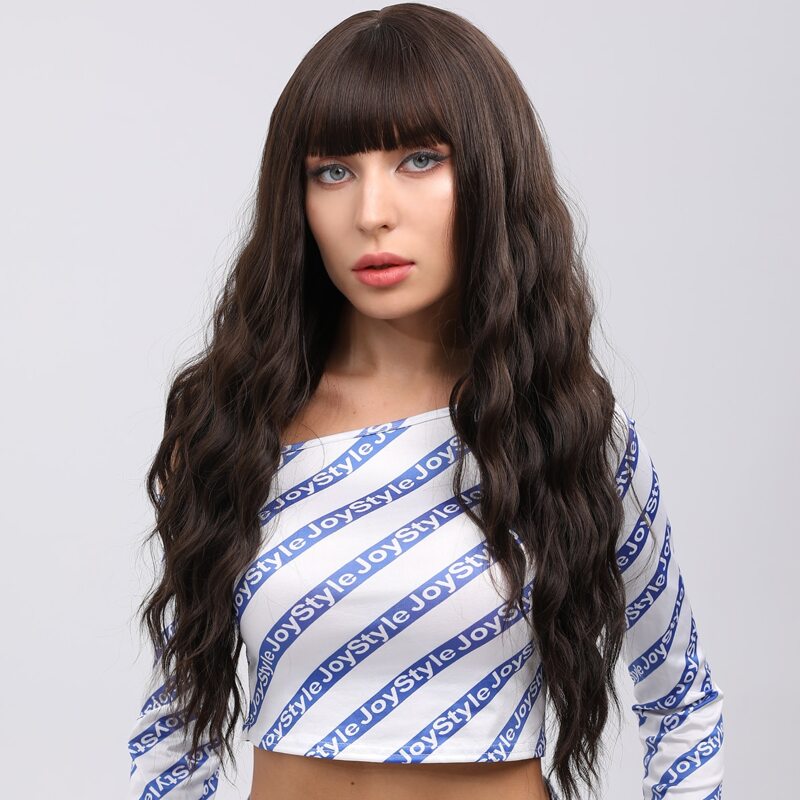 

Long Curly Wig With Bangs, Brown