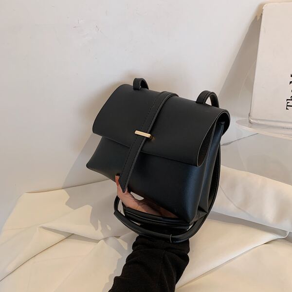 

Minimalist Flap Square Bag, Black