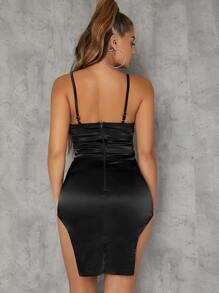 SHEIN SXY Vestido mini panel de malla transparente ajustado - Negro - Ver 2