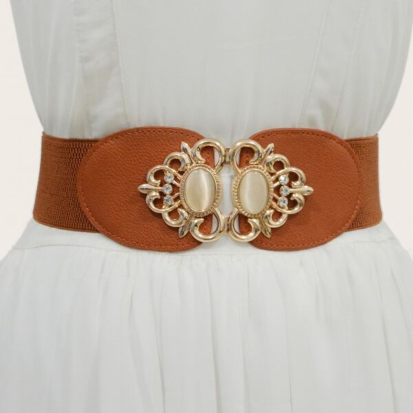 

Rhinestone Detail Corset Belt, Brown