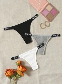 3pack Solid Letter Tape Thong Set - Multicolor - View 1