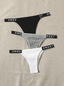 3pack Solid Letter Tape Thong Set - Multicolor - View 2