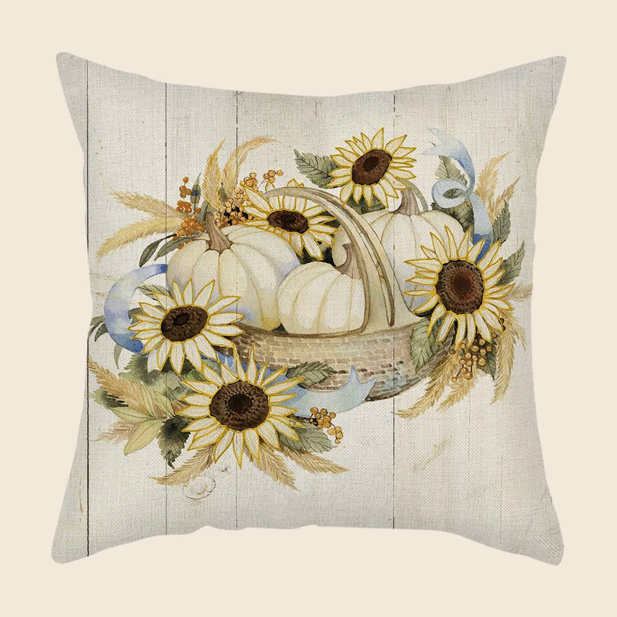 

Sunflower Print Cushion Cover Without Filler, Multicolor