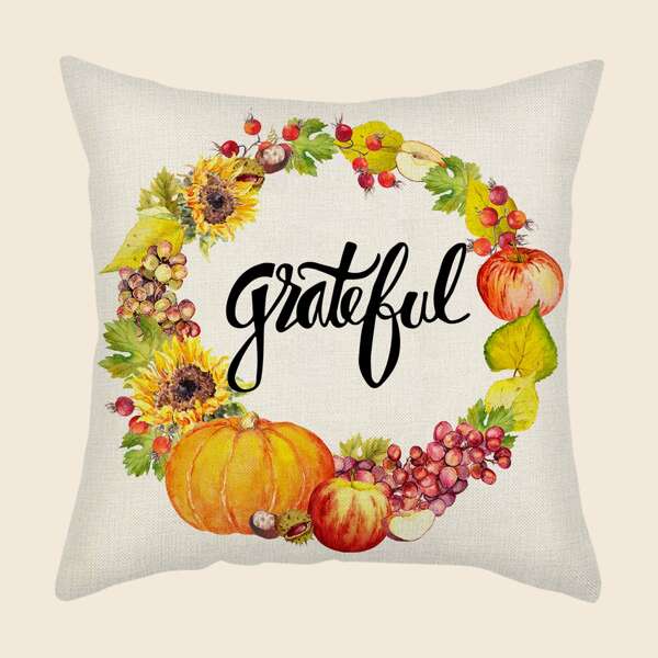 

Pumpkin Print Cushion Cover Without Filler, Multicolor