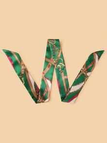 Rope Print Skinny Scarf - Green - View 3