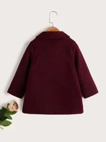 小女童雙排釦彼得潘領花呢外套 - 酒紅色 - 查看 2