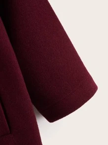 小女童雙排釦彼得潘領花呢外套 - 酒紅色 - 查看 3