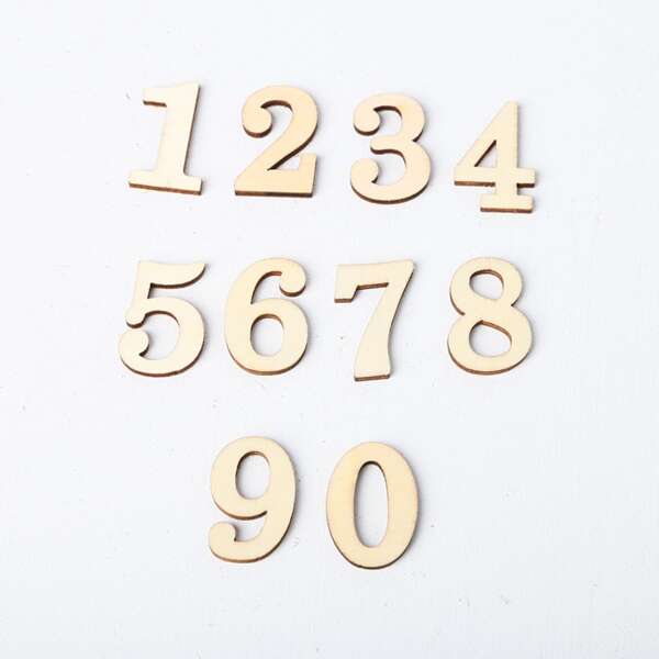

10pcs Wooden Number DIY Accessory, Apricot