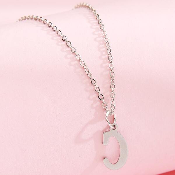 

Letter Charm Necklace, Silver