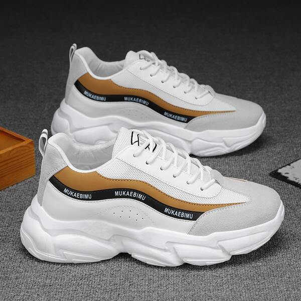 

Men Letter Graphic Lace Up Front Sneakers, White
