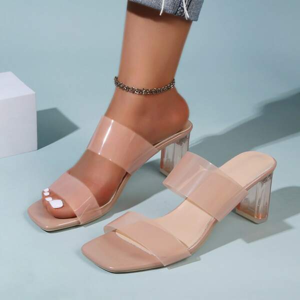 

Minimalist Chunky Sandal Mules, Apricot