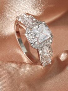 Nhẫn trang trí hình học Rhinestone cho phụ nữ cho tiệc tiệc cưới - Bạc - Xem 1