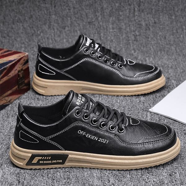 

Men Letter Graphic Lace-up Skate Shoes, Black