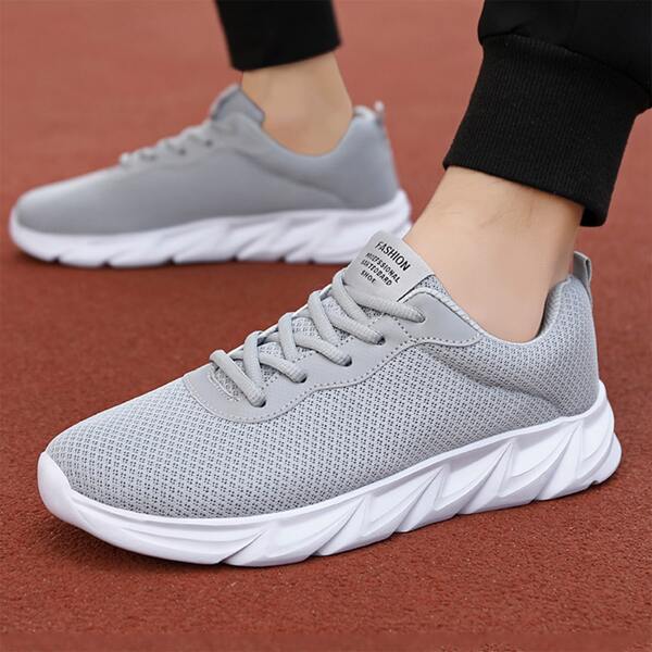 

Men Patch Decor Running Shoes, Grey