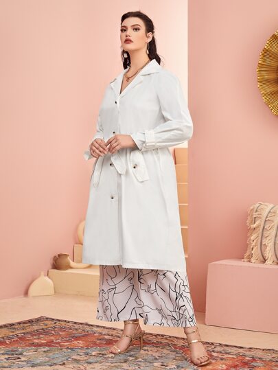 Plus Flap Pocket Belted Trench Coat