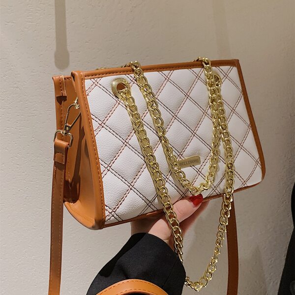 

Quilted Chain Shoulder Bag, White