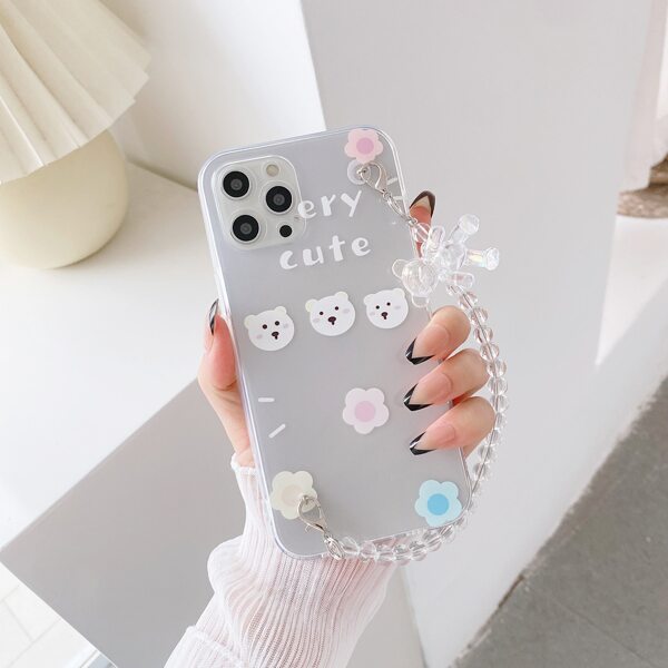 

Cartoon Bear Clear Phone Case With Hand Strap