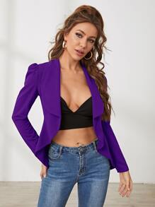 SHEIN Privé Shawl Collar Puff Sleeve Asymmetrical Hem Blazer