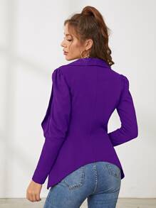 SHEIN Privé Shawl Collar Puff Sleeve Asymmetrical Hem Blazer