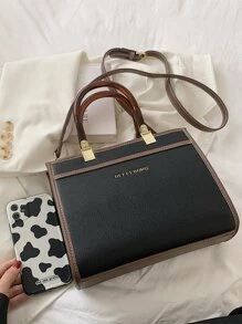 BELLEBORG Tương phản ràng buộc Túi Satchel Đối với phụ nữ , & Cổ cồn trắng , Túi đeo chéo , Vai Có thể điều chỉnh Cho văn phòng , Làm việc , Làm Việc  , Commute - màu đen - Xem 5