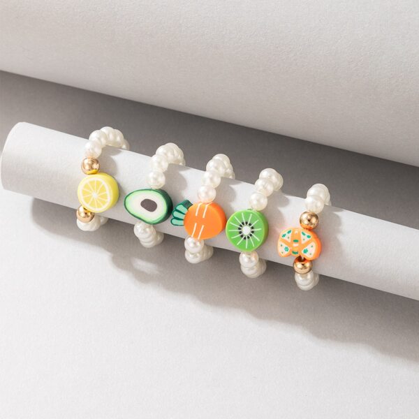 

5pcs Beaded Ring, White