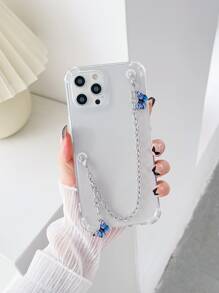 Butterfly Decor Chain Hand Strap Phone Case - Multicolor - View 1