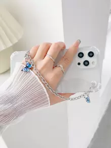 Butterfly Decor Chain Hand Strap Phone Case - Multicolor - View 3