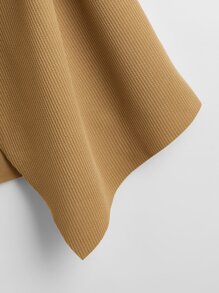 SHEIN Clasi Rib-knit Belted Waterfall Coat - Khaki - View 4