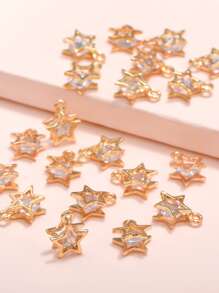 20入組方晶鋯石裝飾星星DIY首飾吊墜 - 金黃色 - 查看 2