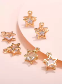 20入組方晶鋯石裝飾星星DIY首飾吊墜 - 金黃色 - 查看 4
