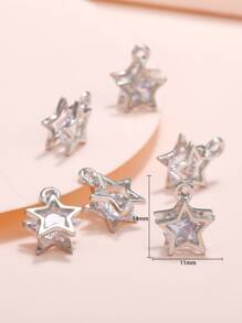 20入組方晶鋯石裝飾星星DIY首飾吊墜 - 銀色 - 查看 3