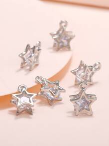 20入組方晶鋯石裝飾星星DIY首飾吊墜 - 銀色 - 查看 4