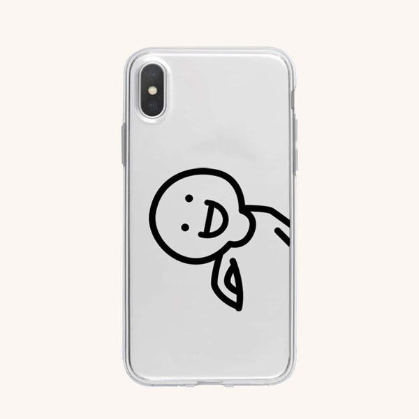 

Cartoon Graphic Clear Phone Case, Black