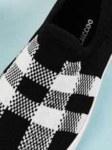 Cuccoo Everyday Collection 小男童雙色格子圖案一腳蹬運動鞋