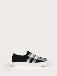 Cuccoo Everyday Collection 小男童雙色格子圖案一腳蹬運動鞋