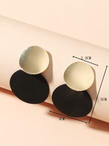 Round Drop Earrings - Black - View 3
