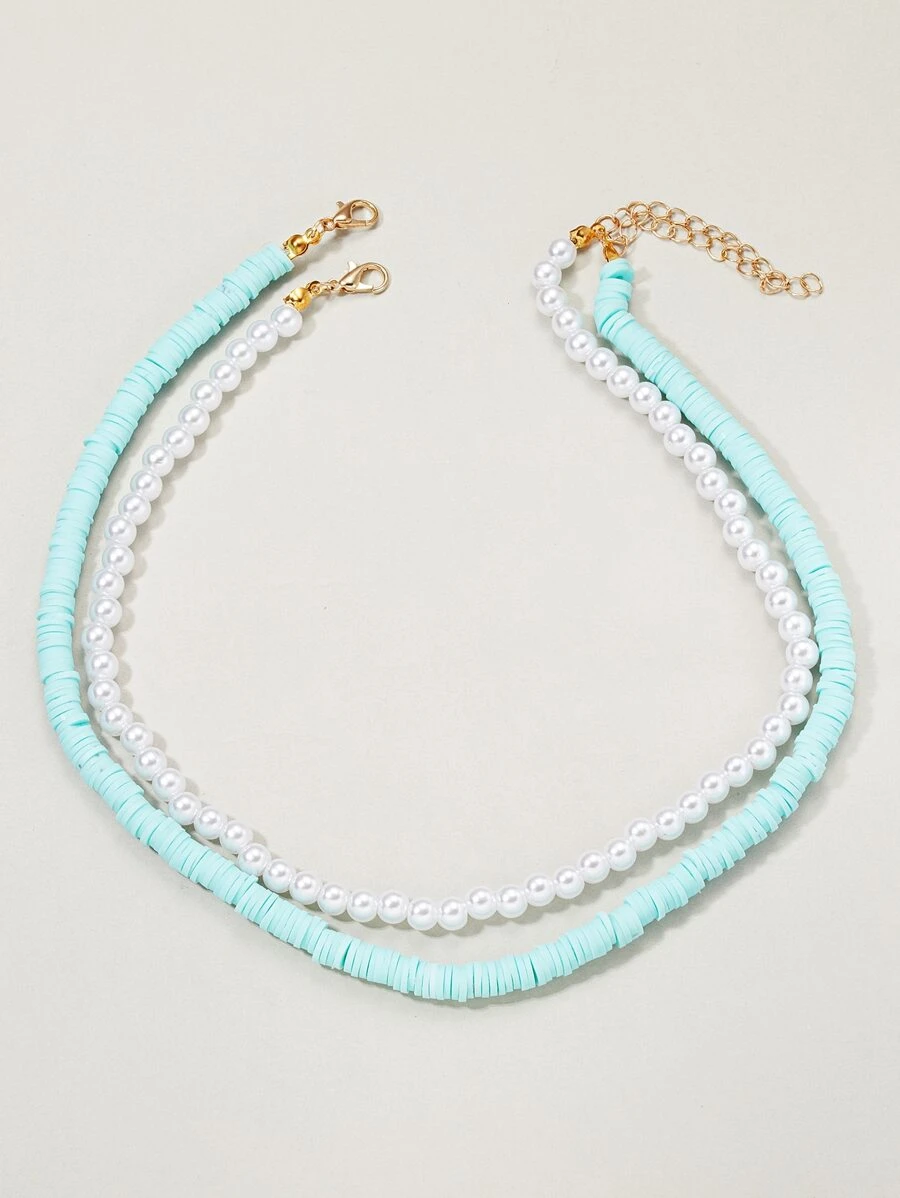 2 Miếng Ngọc trai giả Đính cườm Dây chuyền - Nhiều màu - Xem 1