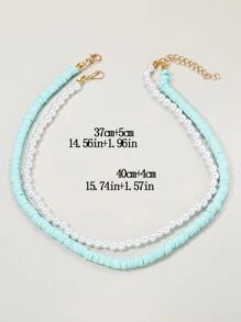 2 Miếng Ngọc trai giả Đính cườm Dây chuyền - Nhiều màu - Xem 3