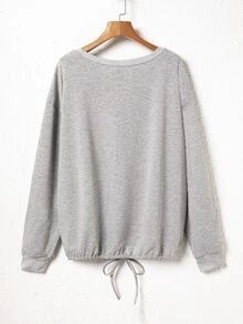 Sudadera LGBT con estampado de slogan con cordón - Gris Claro - Ver 2