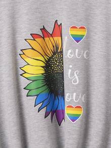 Sudadera LGBT con estampado de slogan con cordón - Gris Claro - Ver 4