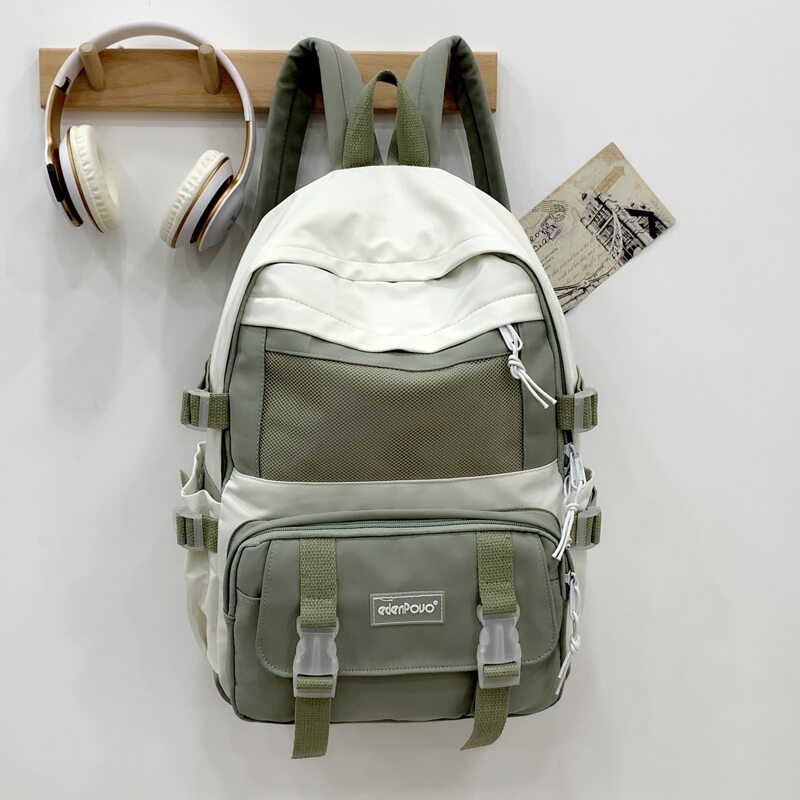 

Buckle Decor Pocket Front Backpack, Green